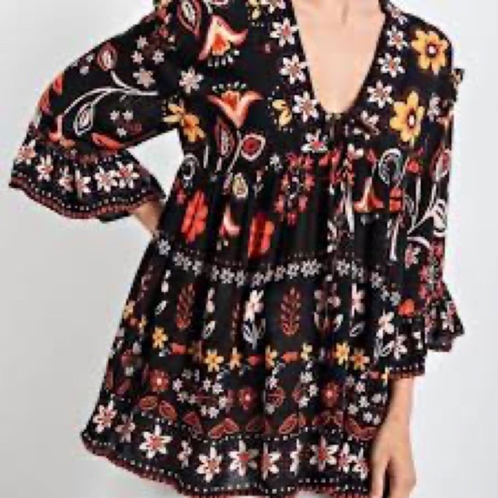 Easel Floral V-Neck Dress/Tunic