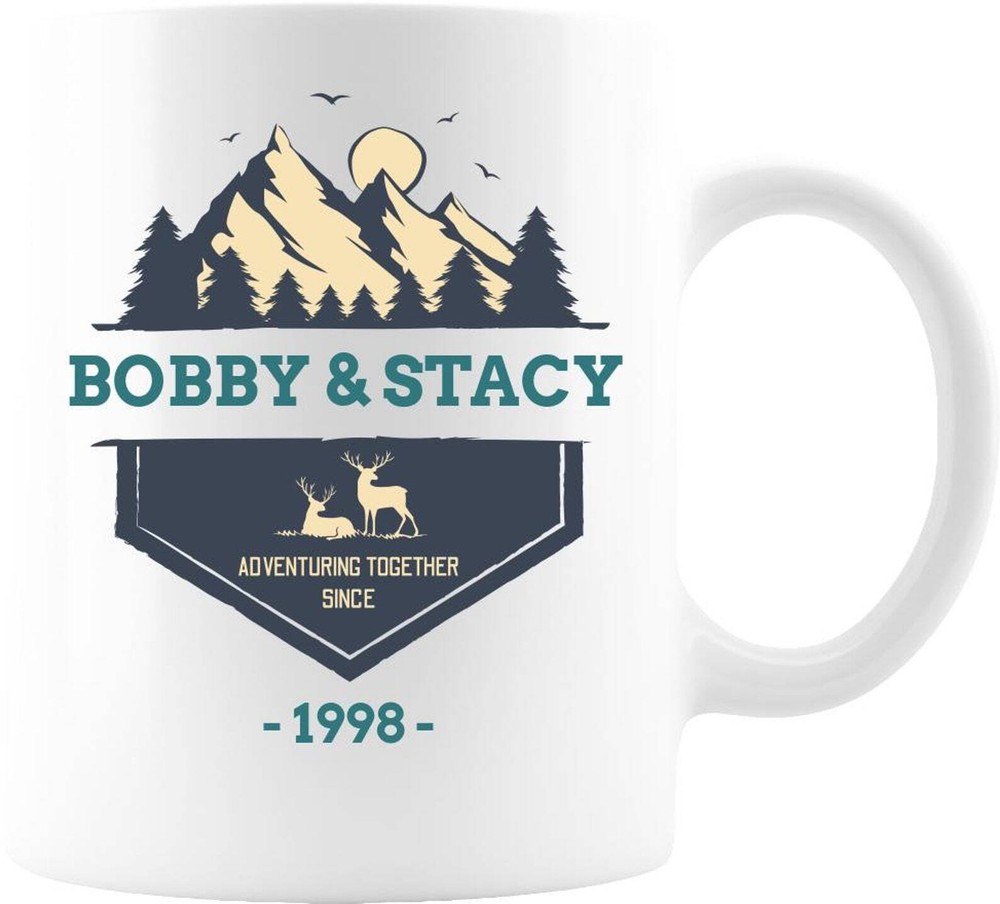 Adventuring Together Custom Personalize 11oz White Ceramic Coffee Mug  Design 1