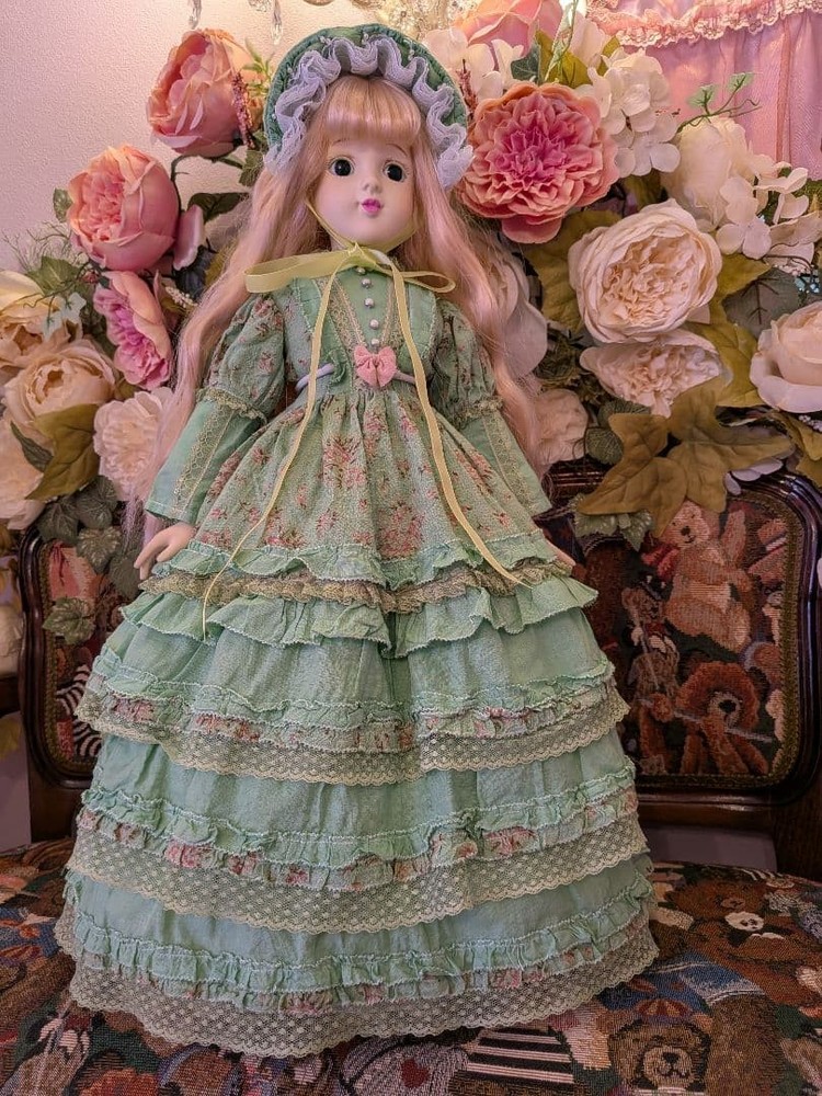 Green Dress Set Oike Doll Flora Outfit Dress & Headdress