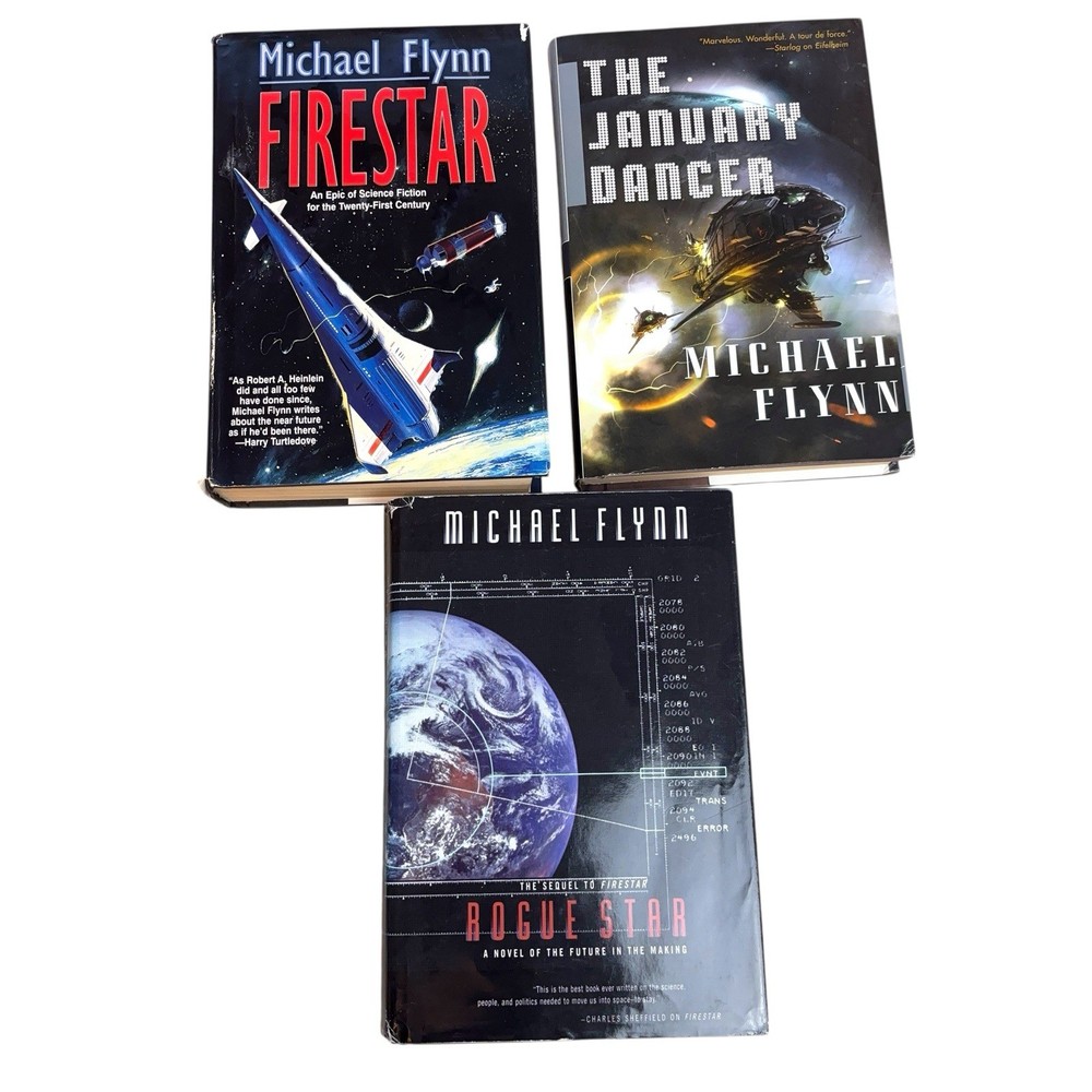Lot 3 Michael Flynn Book Firestar, Rogue Star 1st Ed, & The January Dancer HC DJ