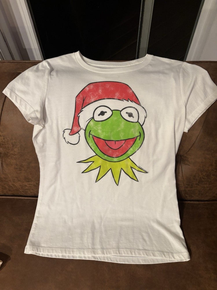 Kermit The Frog T-Shirt Santa Hat Women’s Medium Old Navy Muppets
