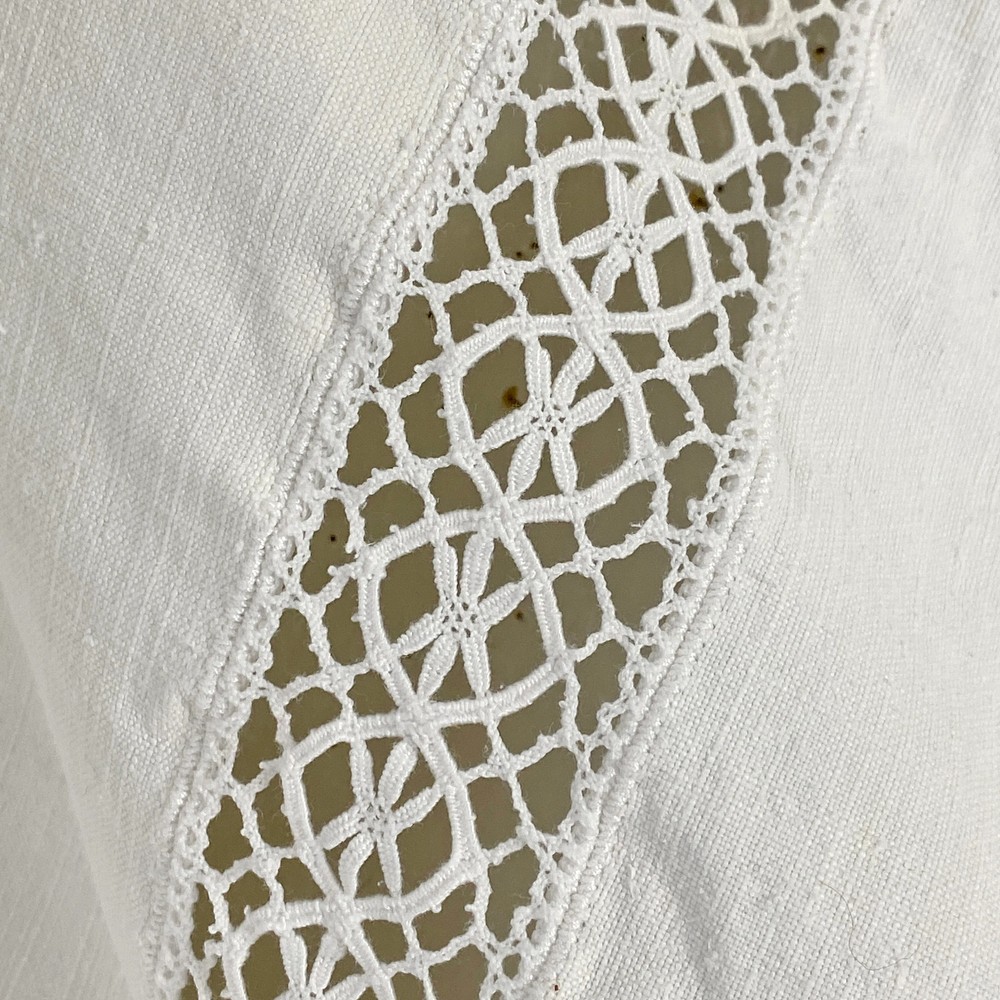 French linen sheet coverlet white lace cotton handmade bedcover bedspread blank