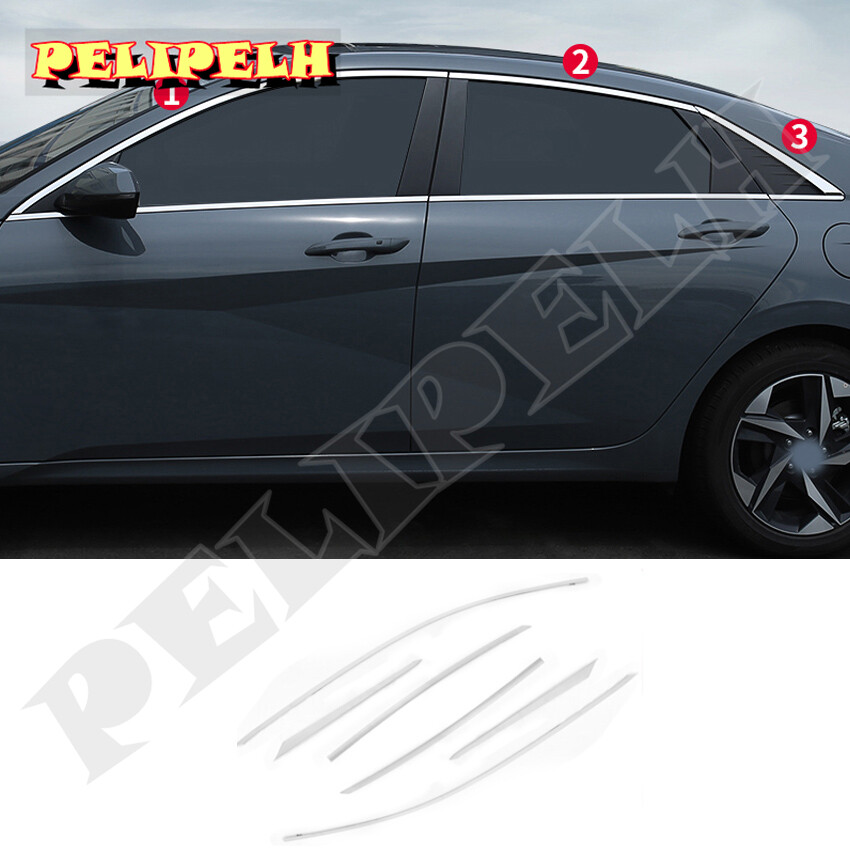 For Hyundai Elantra 2021-2022 Chrome Steel Windows Strip Sill Molding Cover Trim