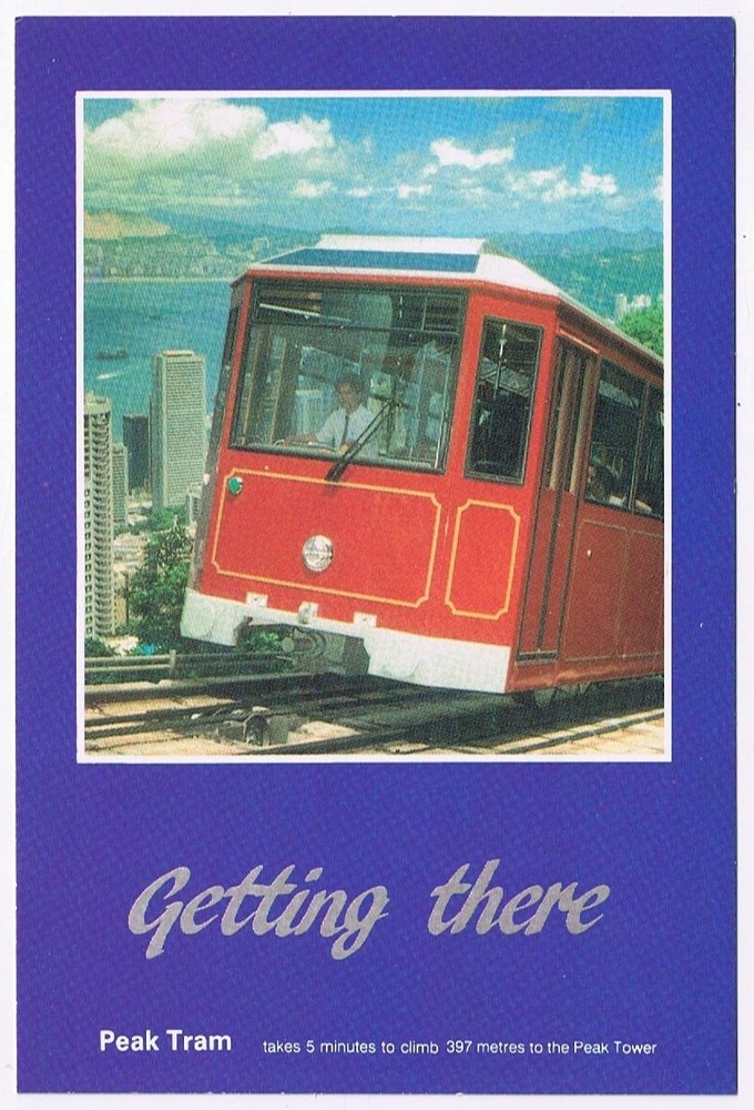 Postcard Peak Tram Climbing Highest Peak Hong Kong China