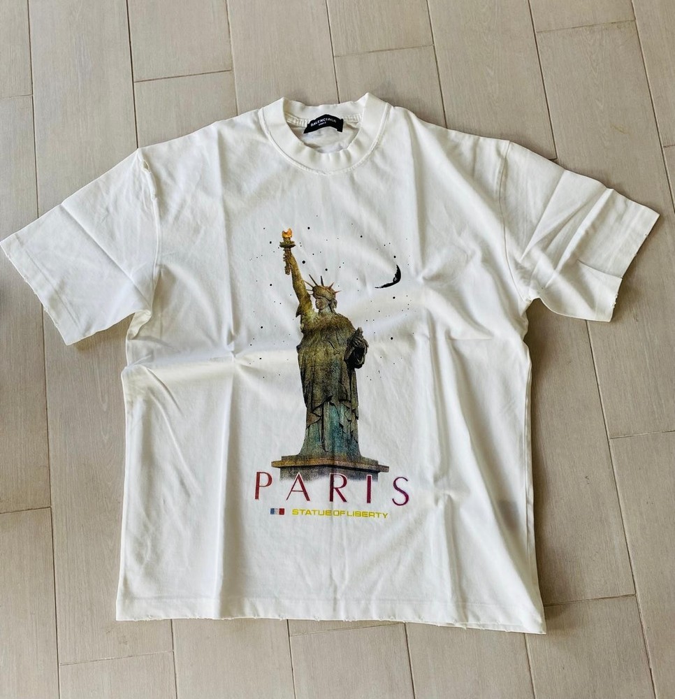 Balenciaga T-shirt White Destroyed Oversized Size L