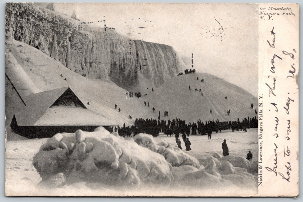 1908 Ice Mountain Niagara Falls NY Winter Scene ANTIQUE Postcard 9281