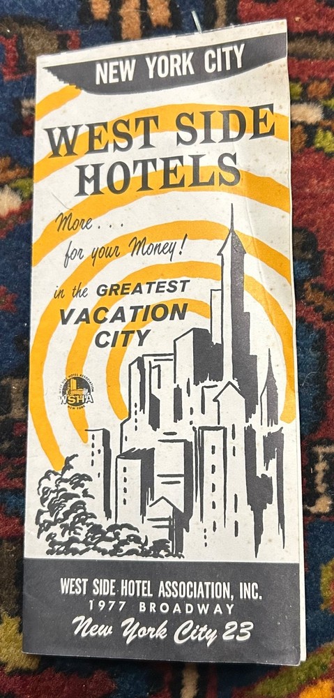 Vintage 1950’s West Side New York City Hotel Directory Brochure NYC NY