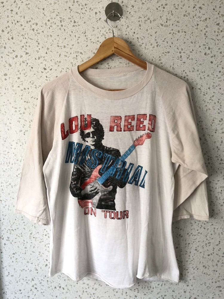 Vintage 80s Lou Reed Mistrial Tour 1986 Raglan T-Shirt Single Stitch Double Side