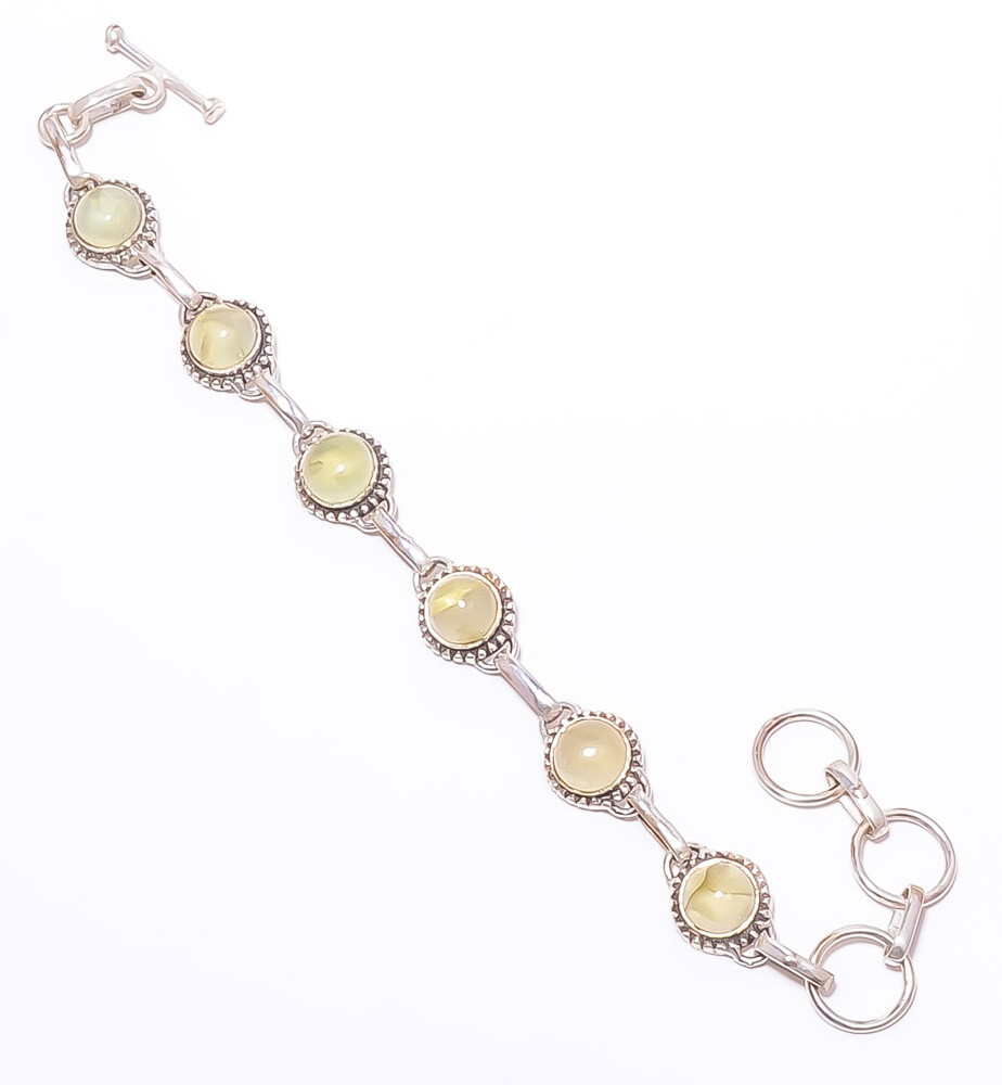 Tennis - Prehnite 925 Sterling Silver Ethnic Bracelet 7.99