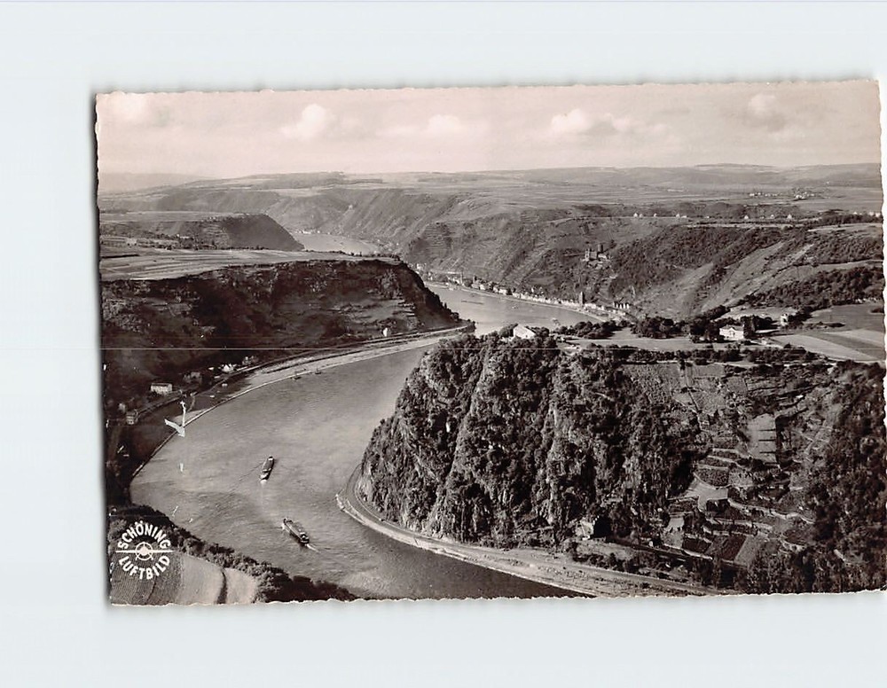 Postcard Lorelei Rock Formation on the Rhine River in Germany
