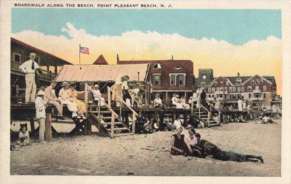 Boardwalk Along the Beach Point Pleasant Beach New Jersey NJ c1915 Postcard