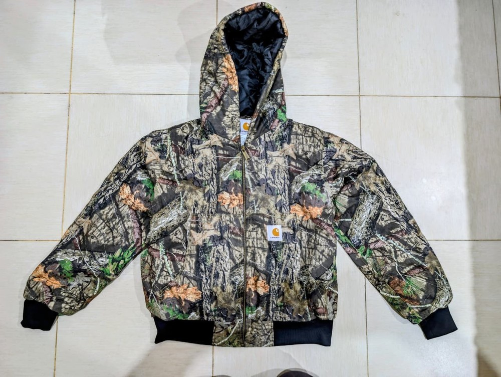 Realtree Carhartt Camo Active Jacket Hooded Mossy Oak Quilt Lined Fits Medium