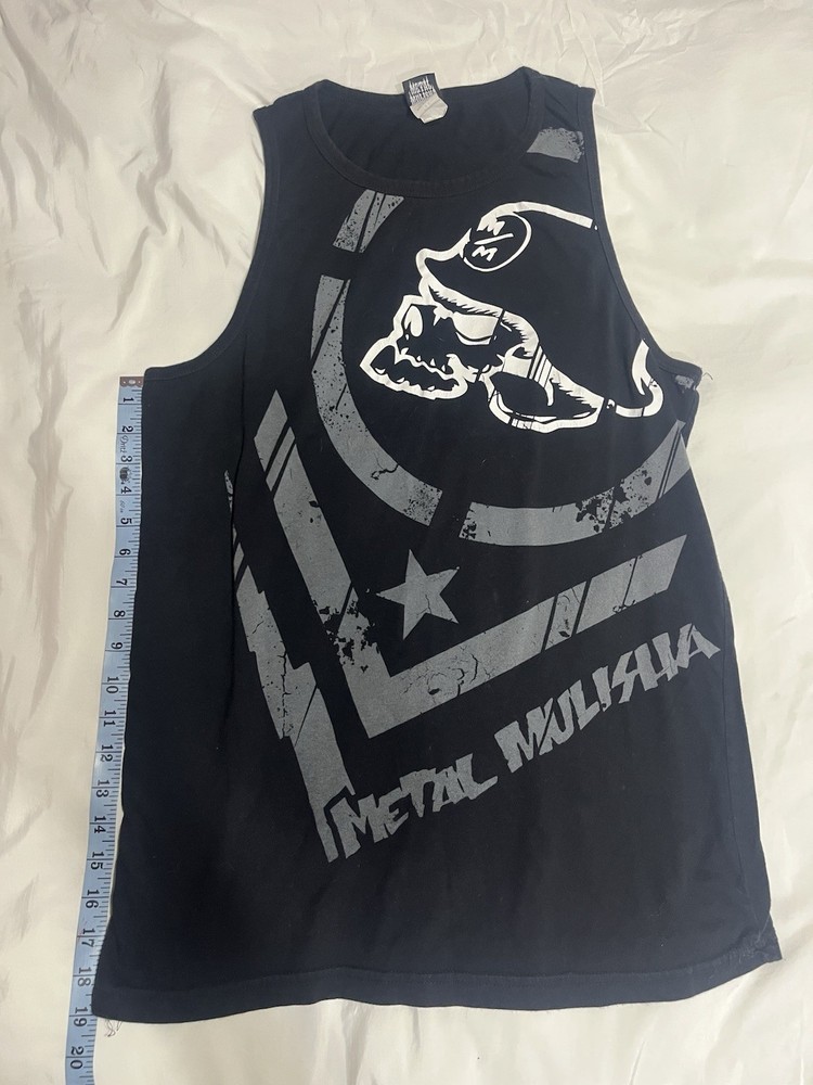 VTG Y2K Metal Mulisha Men’s Black Skull Print Tank Top T Shirt Size Large