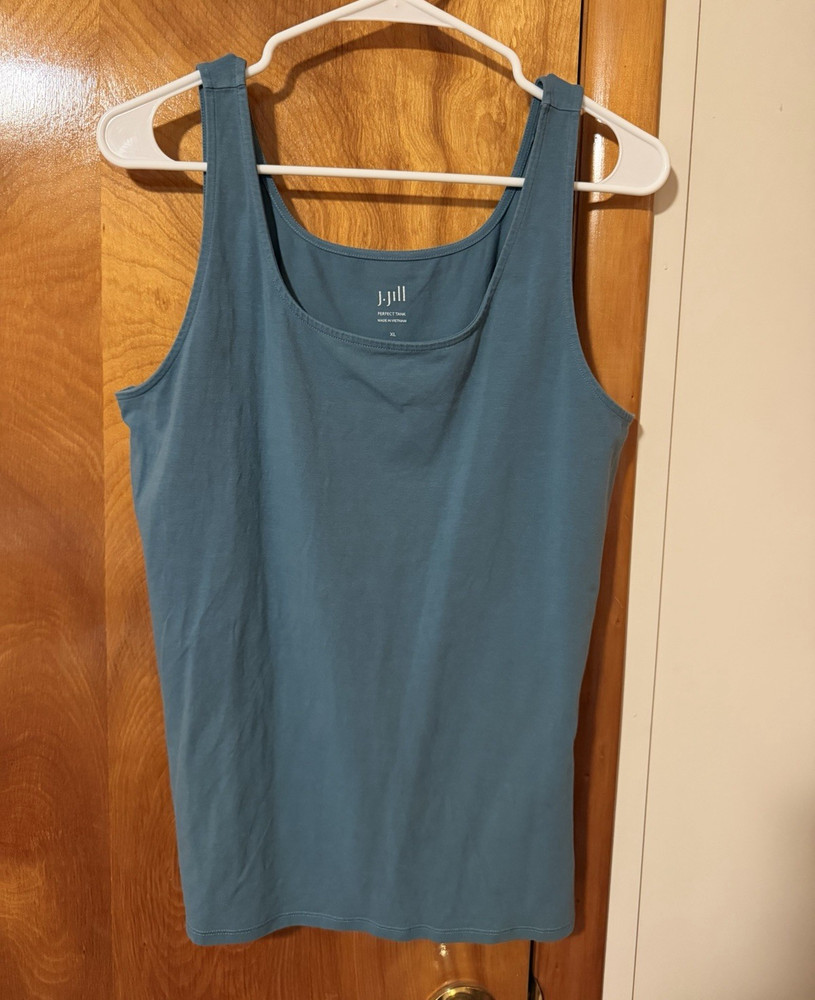 J. Jill Women's Blue Knit Scoop Neck Sleeveless Pullover Tank Top XL