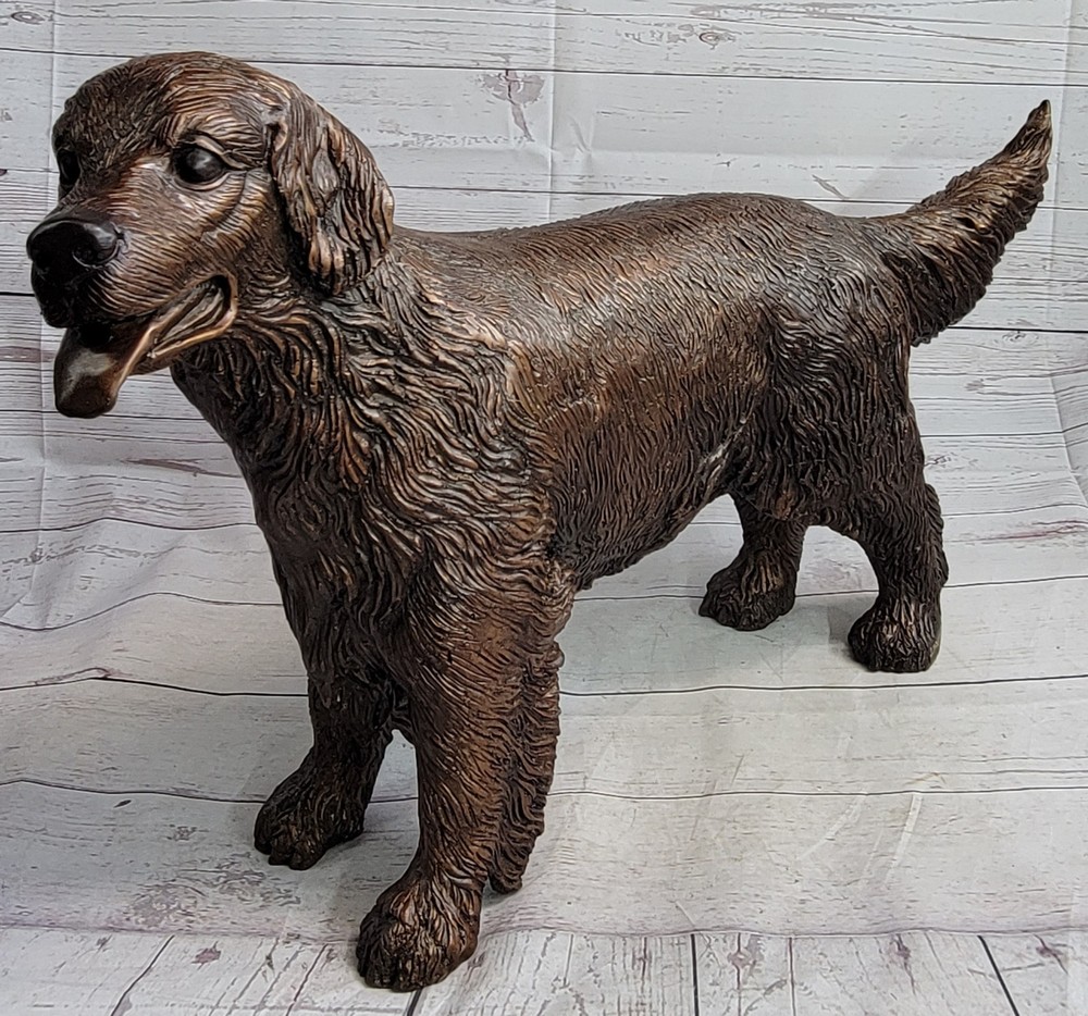 Labrador Retriever Bird Hunting Dog Bronze Marble Sculpture J.Moigniez Decor