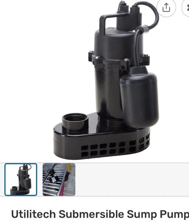 Utilitech 1/2 HP Cast Aluminum Submersible Sump Pump 55 GPM Model 0955624