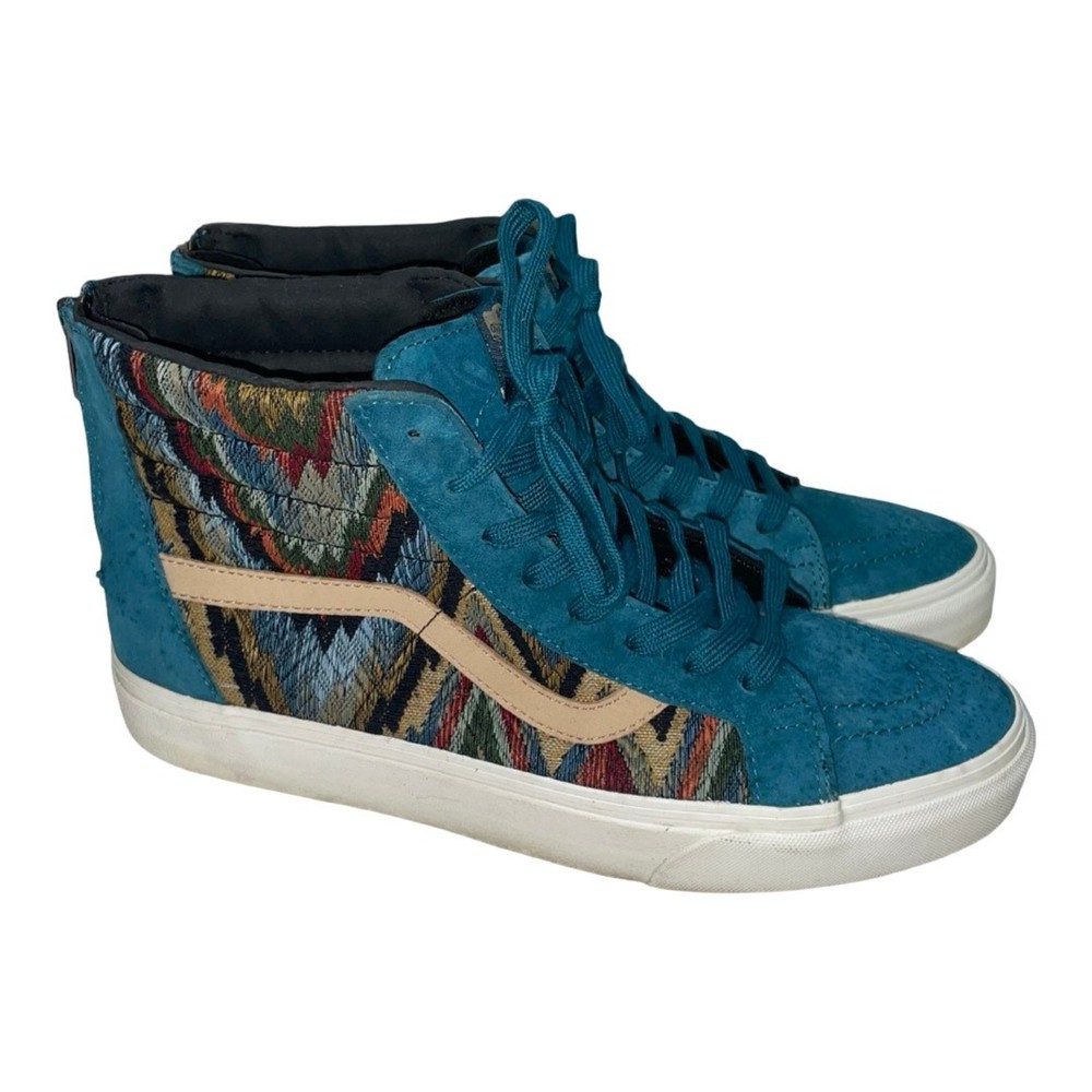 VANS Sk8-Hi Zip Ca Italian Weave Pig Suede Aztec High-Top Shoes   Size: 10.5