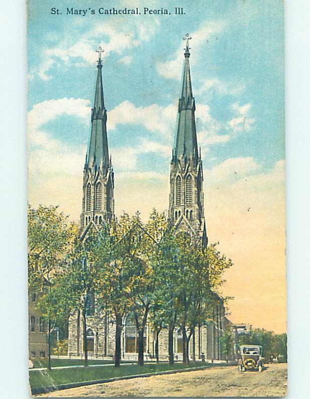 Divided-Back CHURCH SCENE Peoria Illinois IL G4372