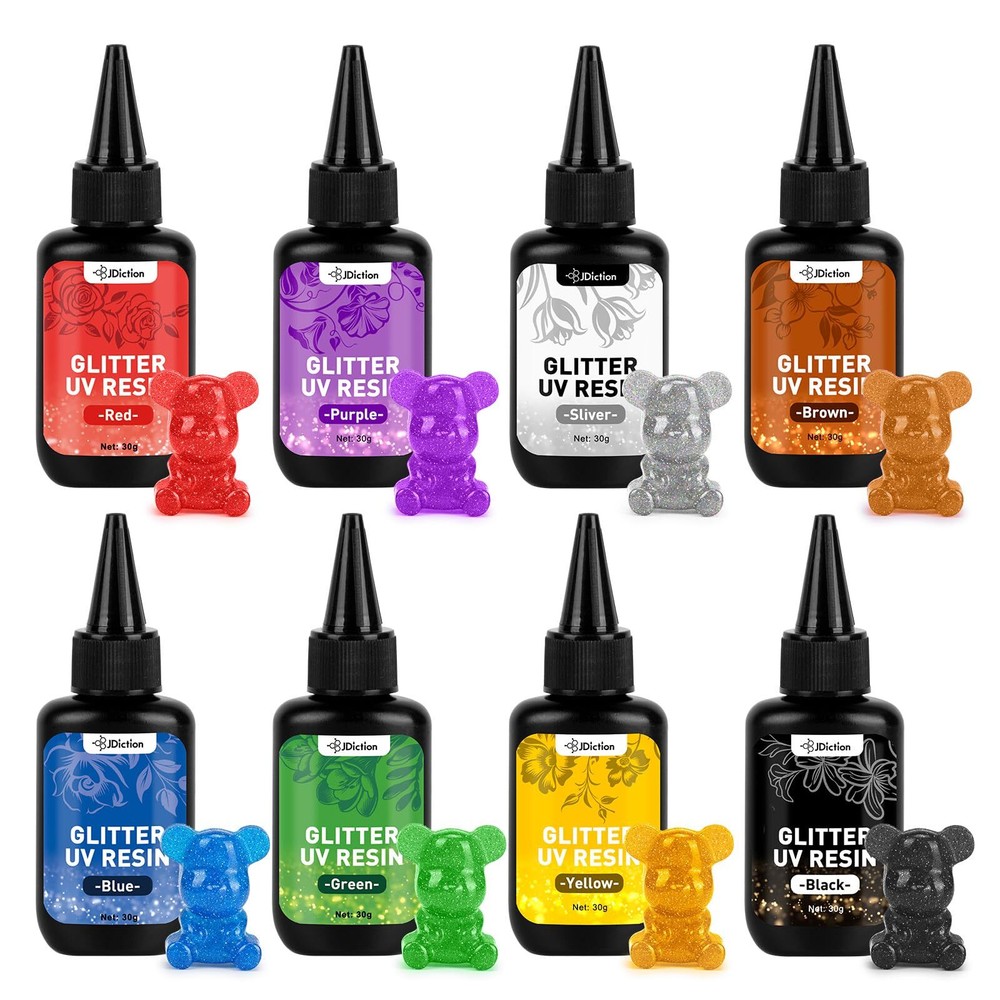 8 Colors Glitter UV Resin Kit for Jewelry Making and Crafts 100g