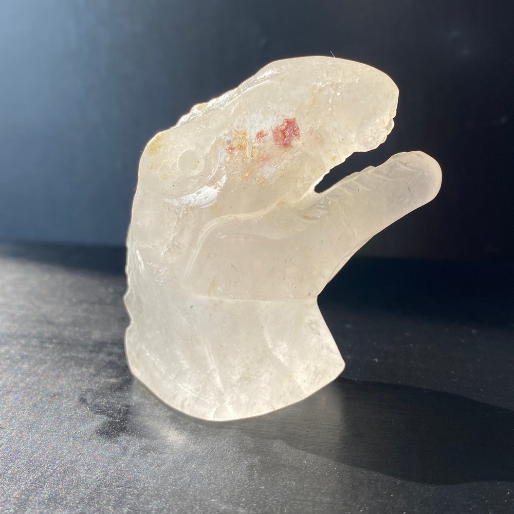 1pc Natural clear quar crystal quartz Hand Carved Crystal dinosaur skull healing