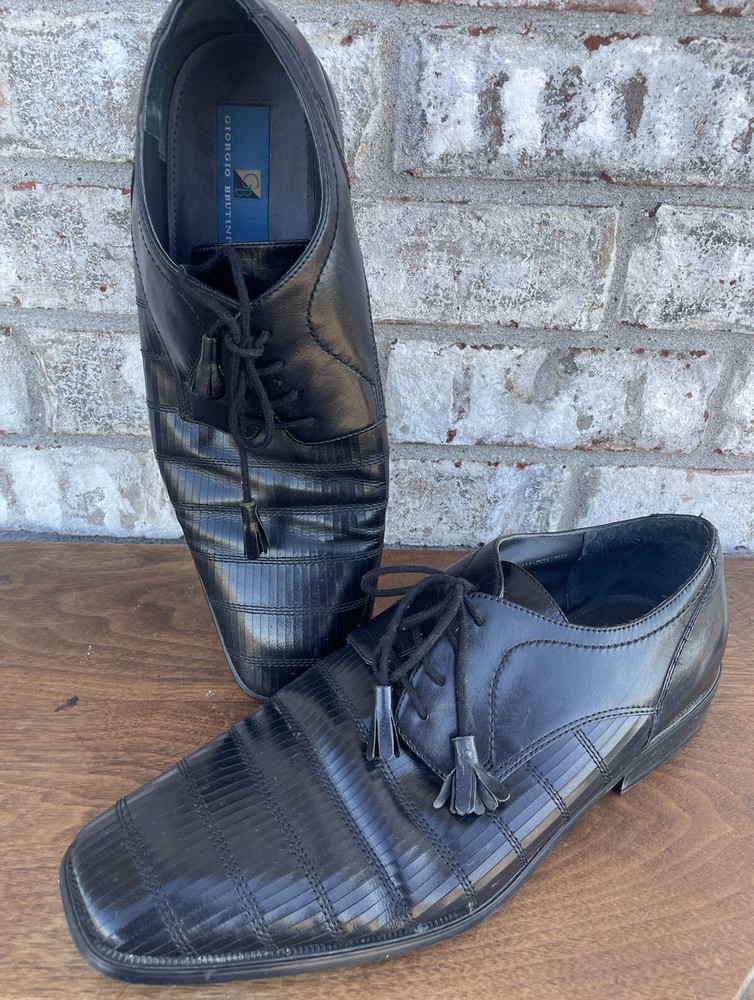 Giorgio Brutini Mens Shoes Size 13 Black Genuine Leather Lace Up Oxford