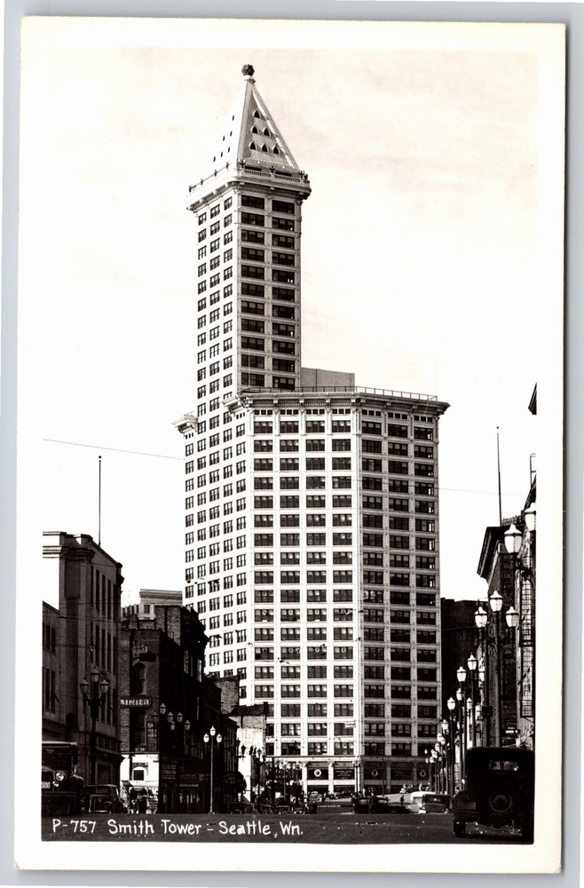 RPPC~Smith Tower From Street Seattle Washington~Real Photo Postcard