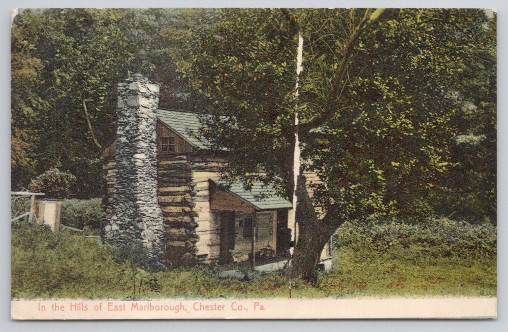 1910 East Marlborough, PA Log Cabin Postcard, West Chester Publisher, Germany