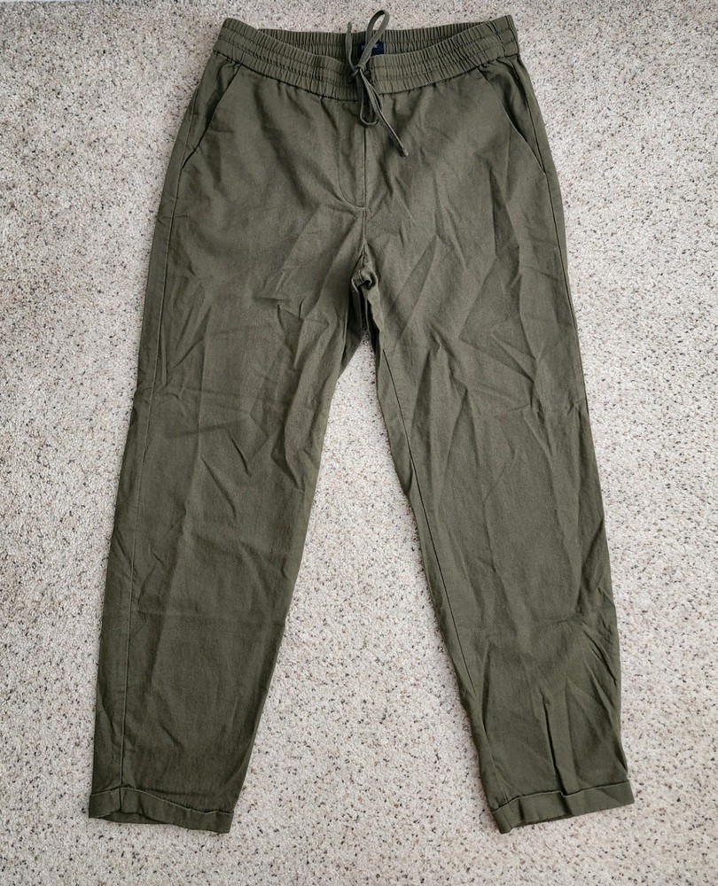 J. Crew Linen Blend Straight Leg Green vacation casual cropped pants size 6
