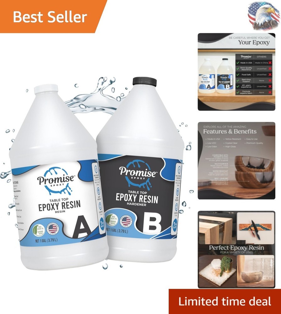 2 Gal Crystal Clear Epoxy Resin Kit UV Resistant Food Safe for Art DIY Crafts