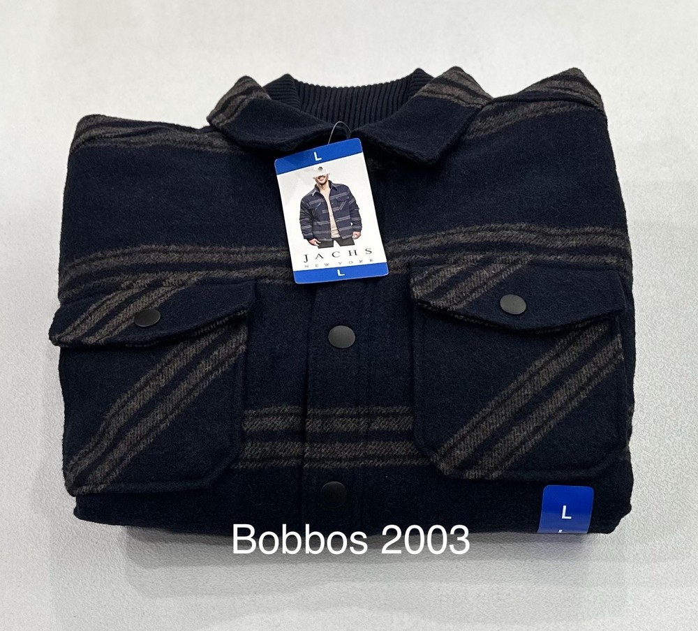 Jachs New York Men’s Wool Blend Sherpa Lined Shirt Jacket, Blue, Size L