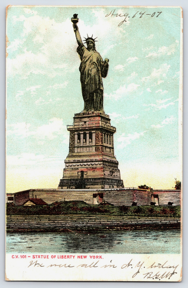 New York City New York NY Statue Of Liberty Bay Antique Vintage Postcard 1907