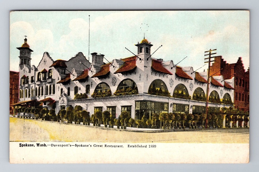 Spokane WA-Washington, Davenport's Restaurant, Antique Souvenir Vintage Postcard