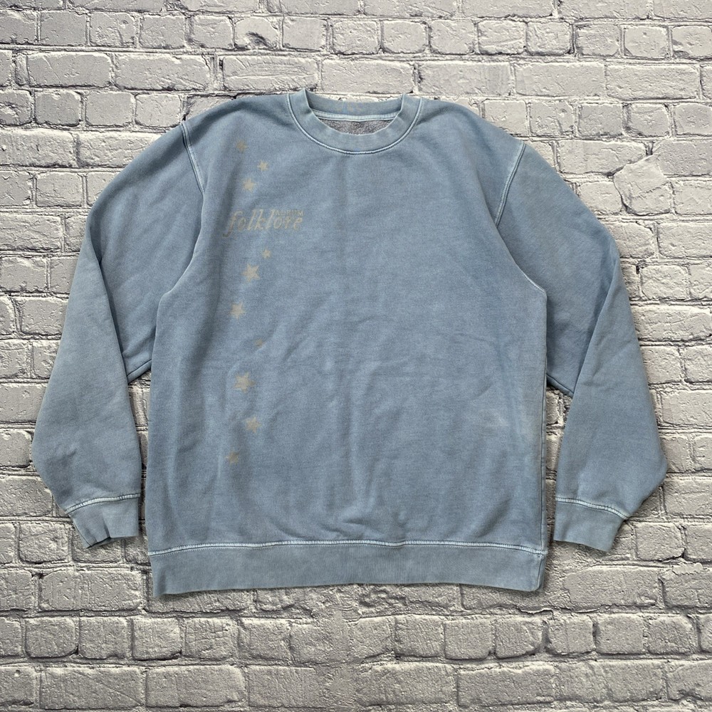 Taylor Swift Folklore Album Sweatshirt Size L Blue Stars Scars Official *READ