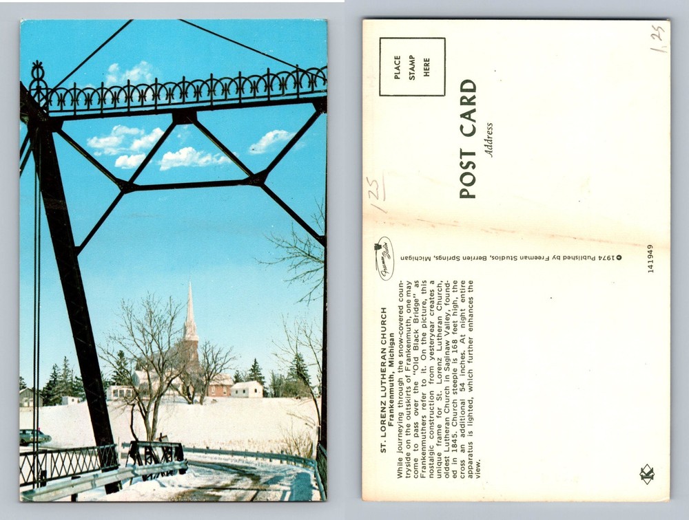 Frankenmuth, MI-Michigan, St Lorenz Lutheran Church PC View Vintage Postcard