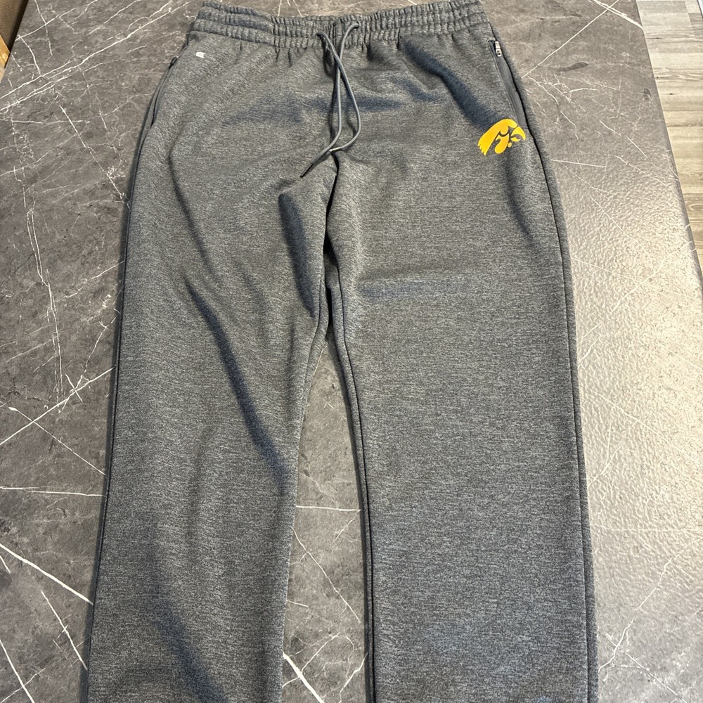 Men’s XLarge Iowa Hawkeyes Joggers Sweatpants Gray Tiger Hawk Zip Pockets
