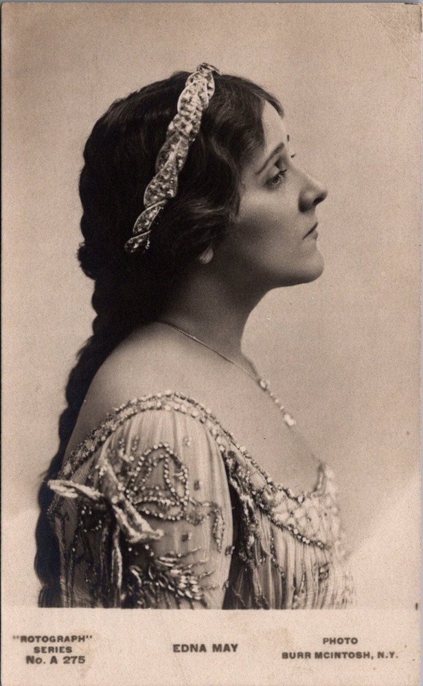 Edna May Actress Rotograph Real Photo Postcard c1905 Burr McIntosh RPPC
