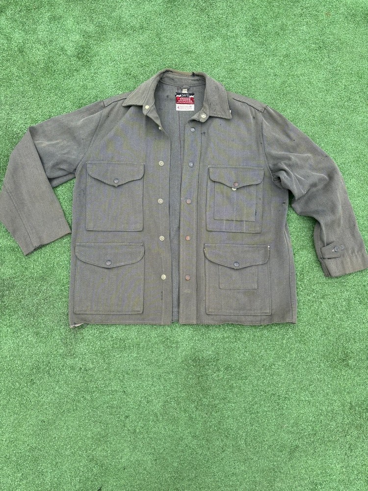 Vtg 50s Day's Ranger Whipcord Mens Hunting Chore Jacket L-XL Wool Zip Back