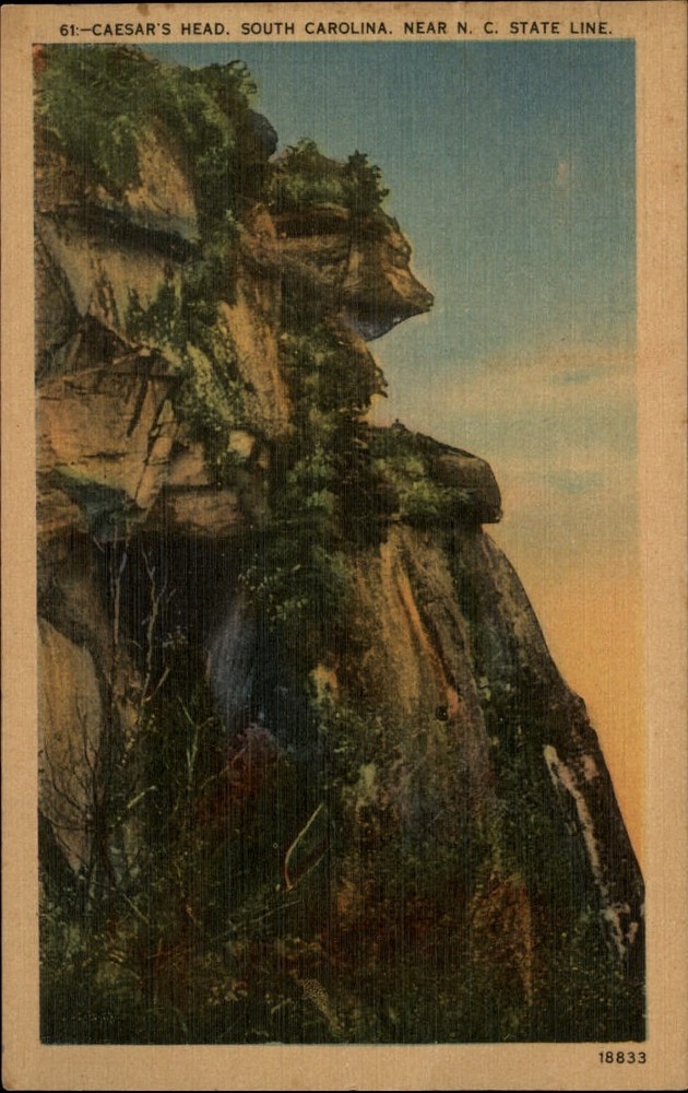 Caesar's Head South Carolina rock formation mailed 1954 vintage linen postcard