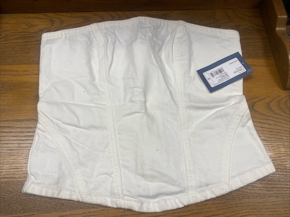 Universal Thread Women's White Denim Tube Top Strapless Corset Zip Back Size 00