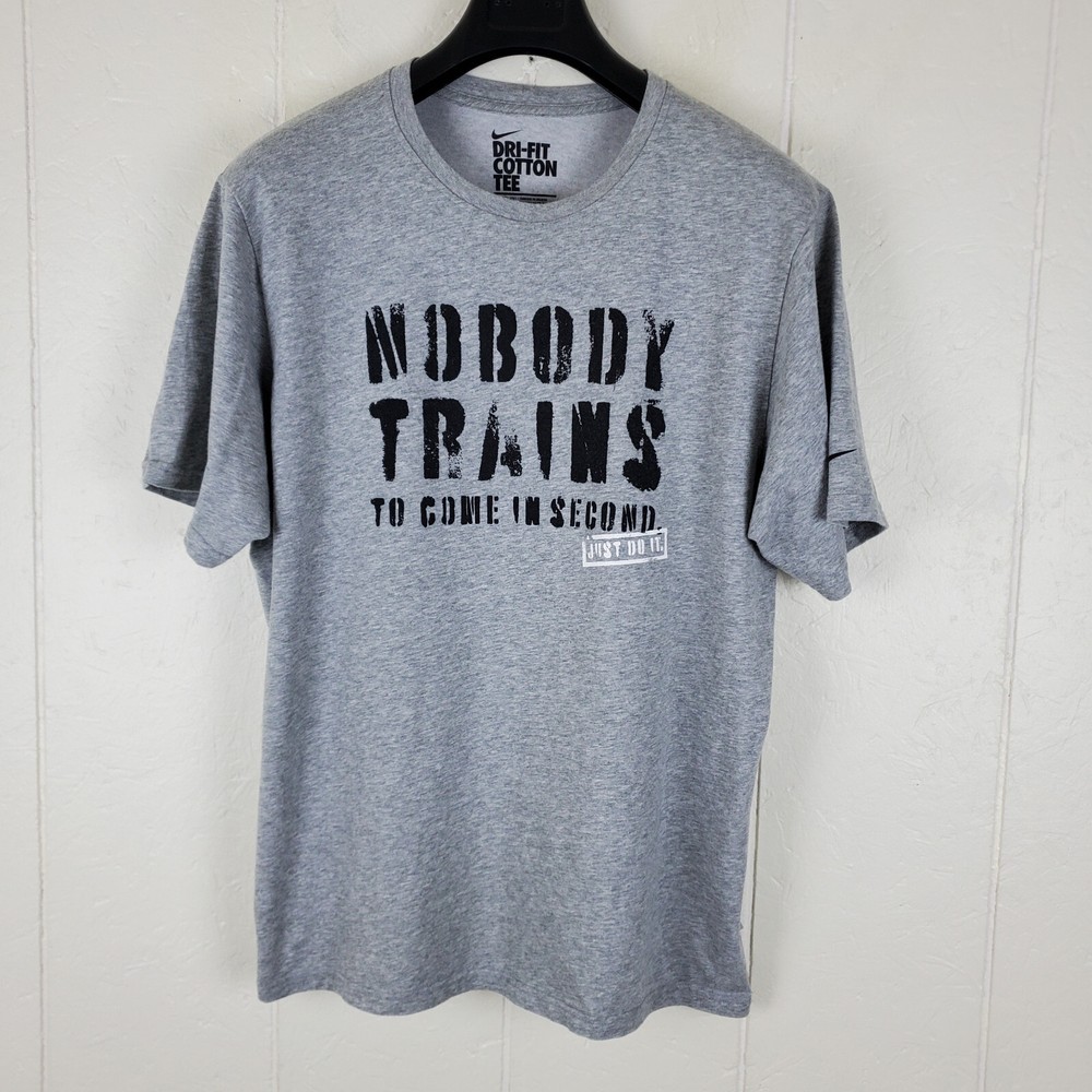 Nike Shirt Mens Large Gray Graphic Crew Neck Short Sleeve Stretch Dri Fit