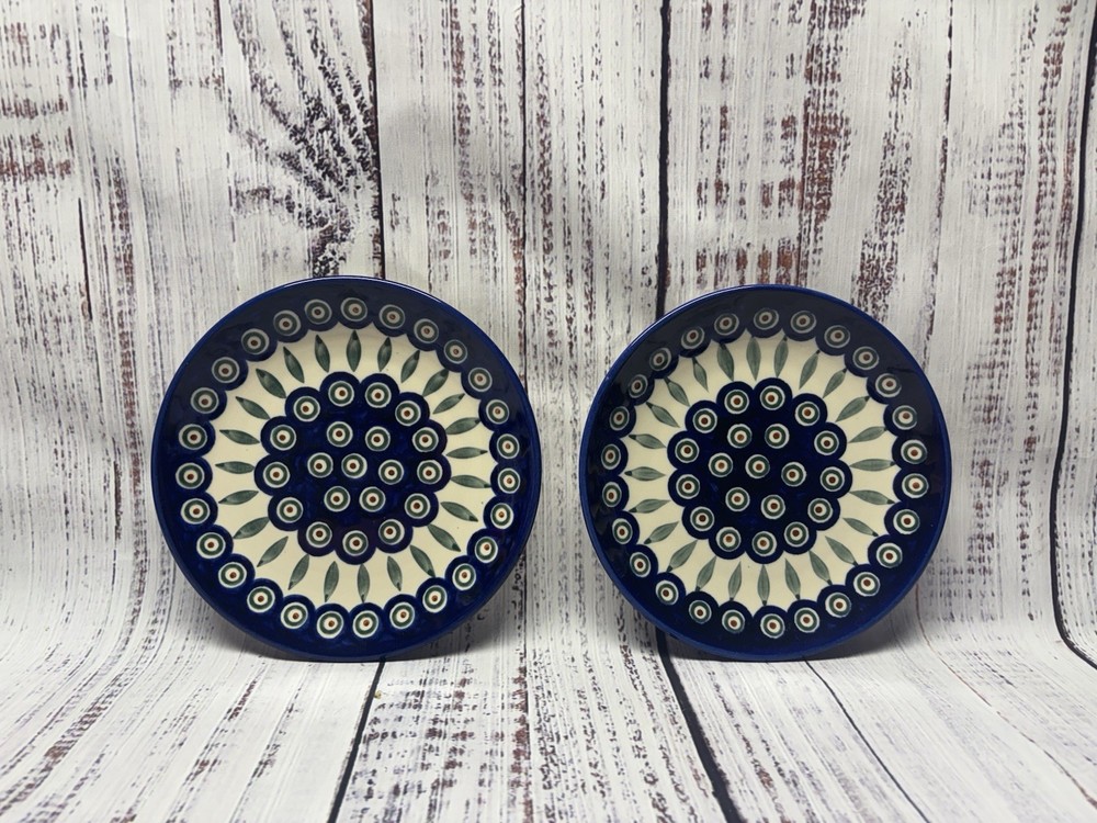 Boleslawiec Polish Pottery Peacock Plates 7.5