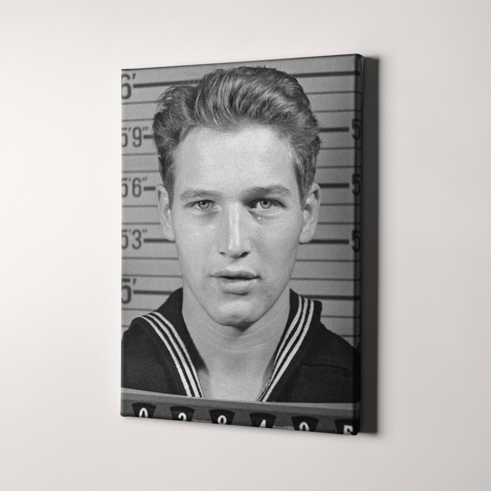 Paul Newman US Navy Mug Shot Canvas Wall Art Print