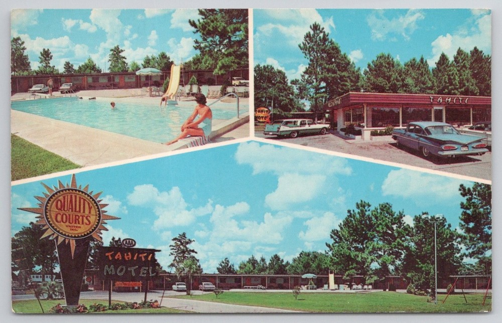 Vintage Tahiti Motel Folkston GA Postcard - Dexter Press Quality Courts