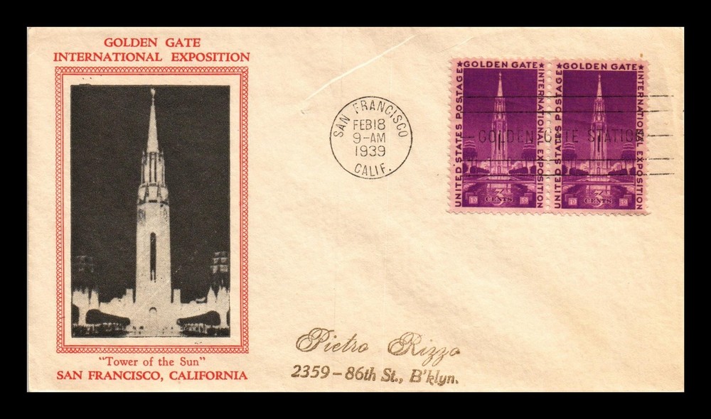Dr Jim Stamps Us Cover Golden Gate Exposition San Francisco Fdc Scott 852 Pair