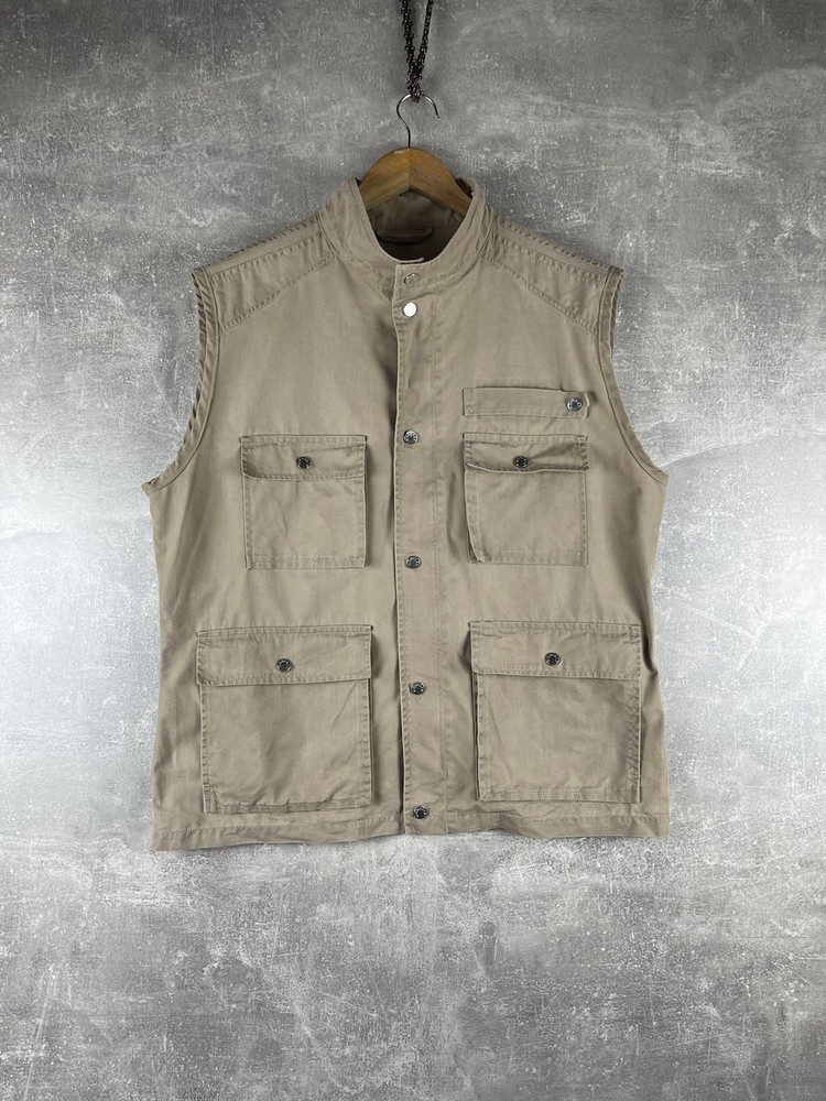 Moncler Vintage 00s Utility Field Vest Beige Size 4 Made in Romania