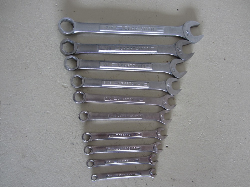 Vintage Craftsman 6 point Combination Wrenches 10 pc V series