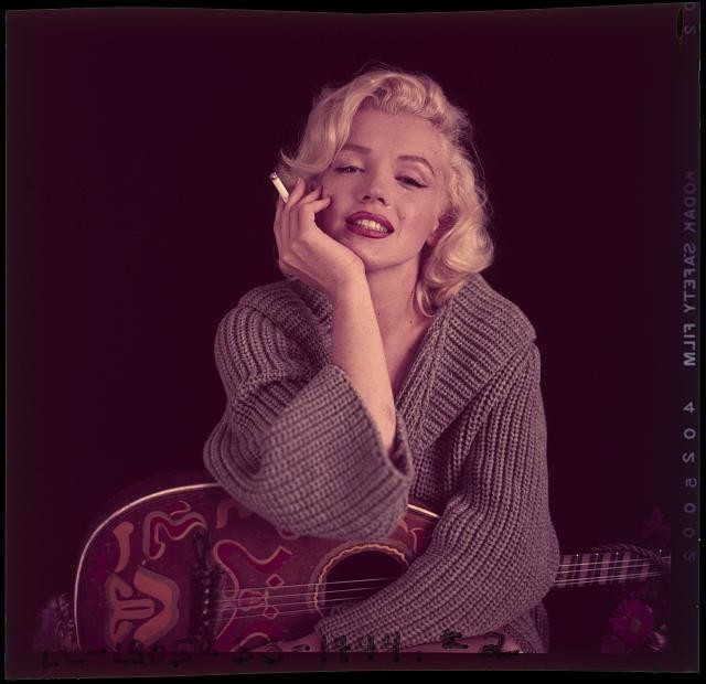 Photo:Marilyn Monroe 1950s Portrait with Guitar Cigarette LOOK