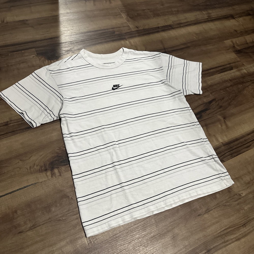 Nike Striped T-Shirt White Black gray Men's Sz L
