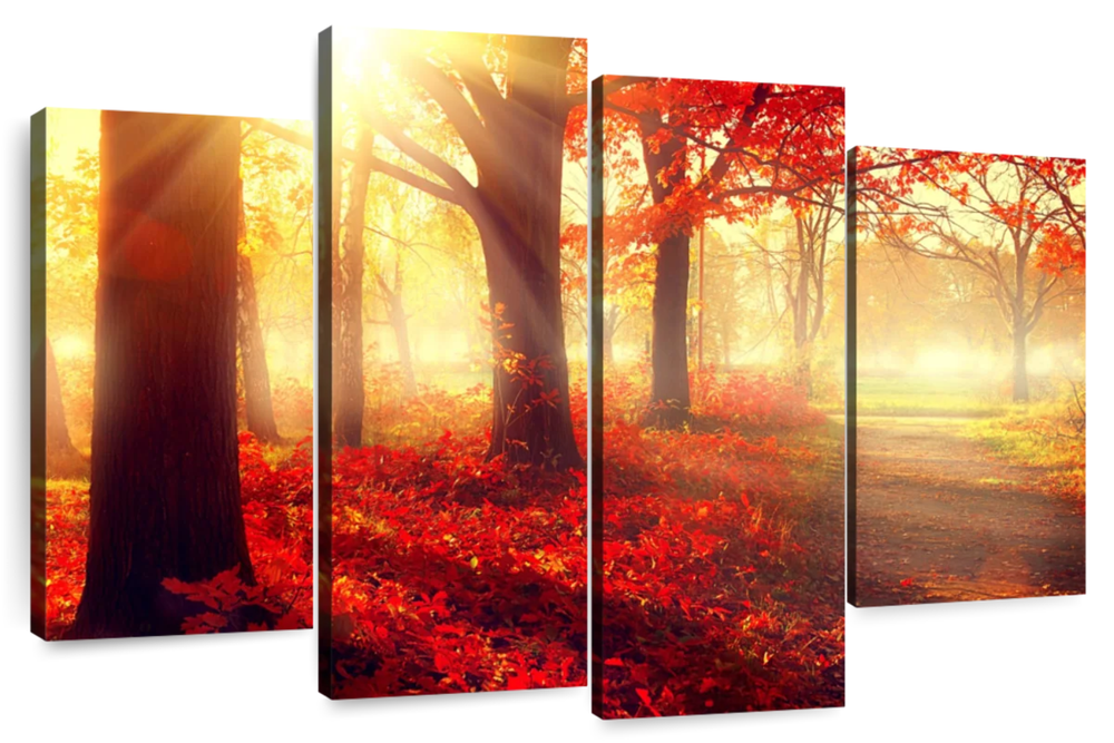 Bright Red Forest Wall Art