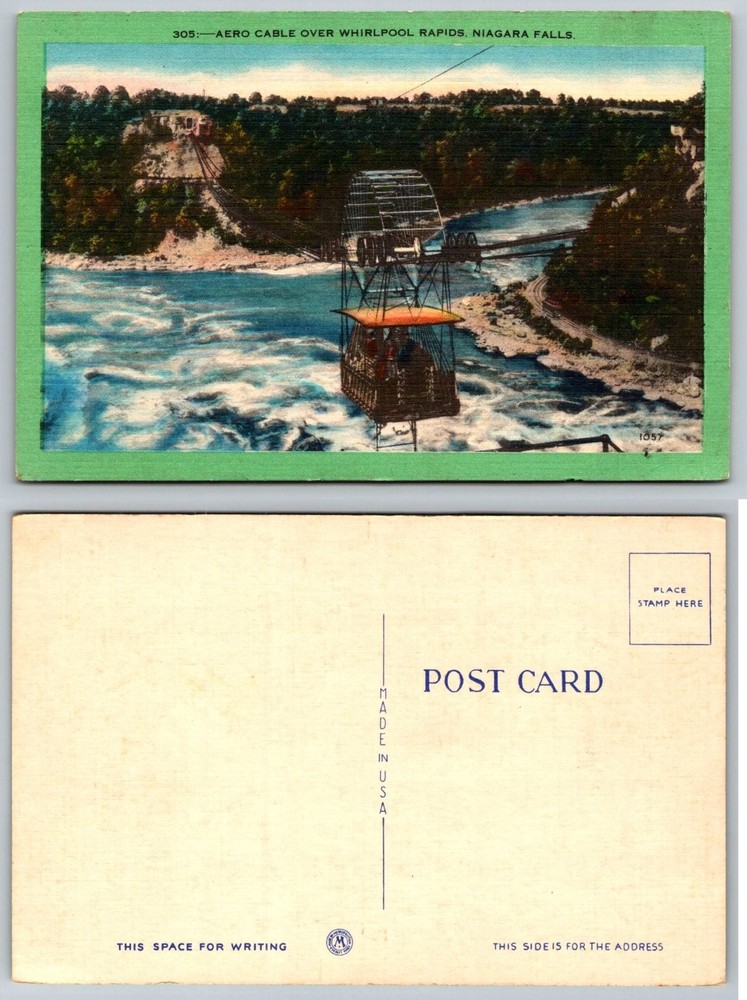 Niagara Falls Whirlpool Rapids Aero Cable Car Linen Postcard Vintage
